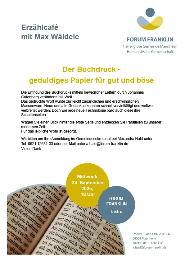 Veranstaltungsplakat zum Erzählcafe am 25.09.25
