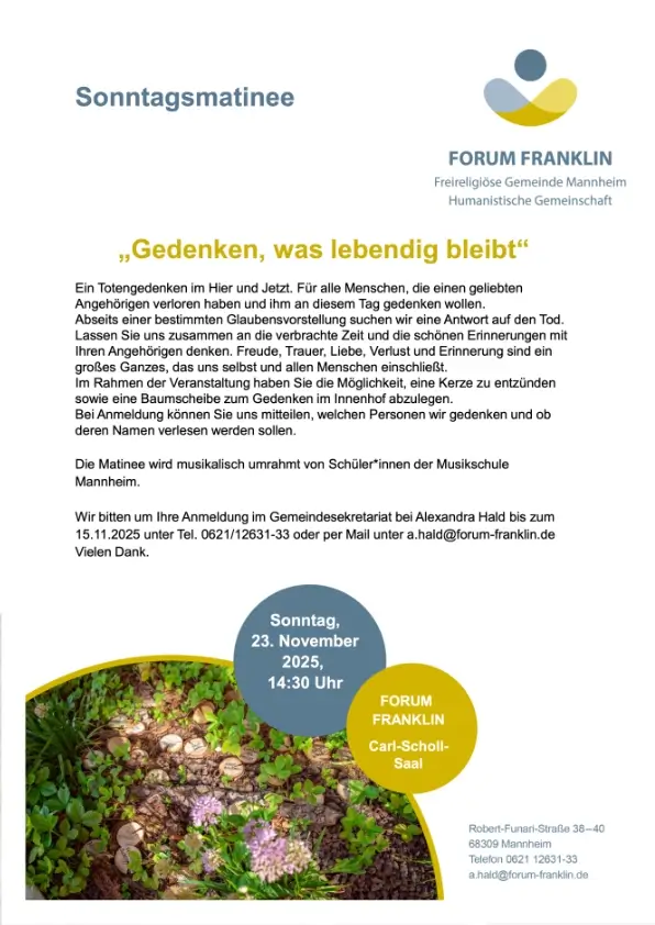 Flyer Einladung zum Sonntagsmatinee