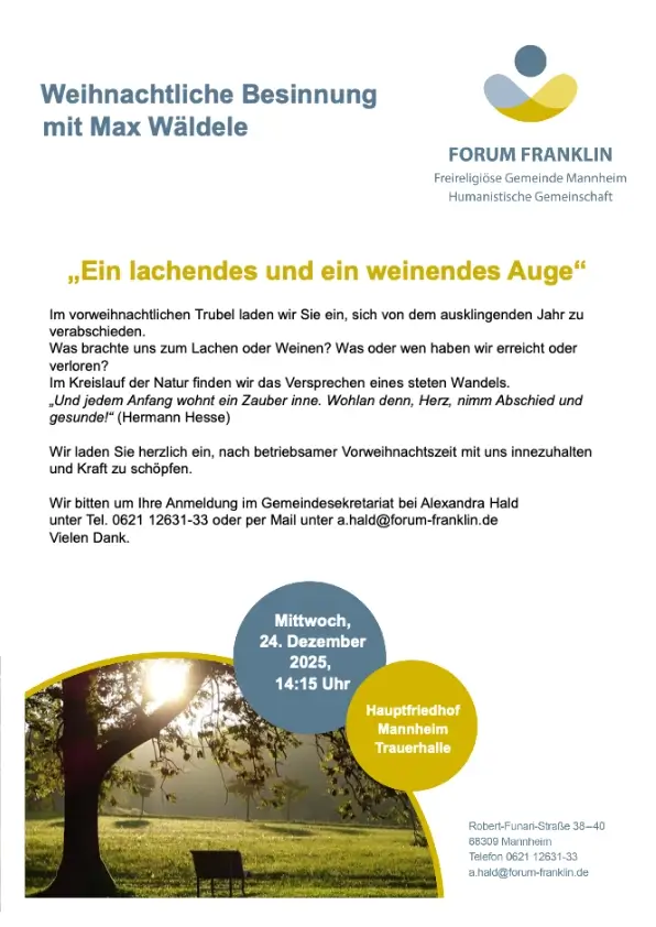 Flyer zur weihnachtlichen Besinnung mit Max Wäldele