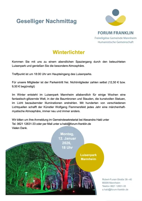 Plakat mit Information zum geselligen Nachmittag