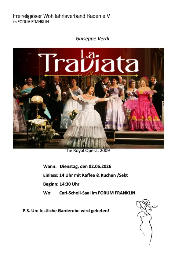 Matinee Gesundheit Flyer - Einladung zur Oper - La Traviata