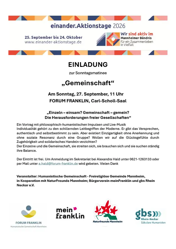 Matinee Gesundheit Einladungsflyer zur Sommertagsmartinee "Gemeinschaft"