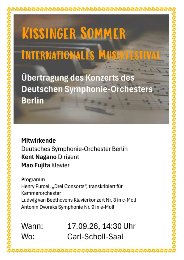 Matinee Gesundheit Flyer zur Übertragung des Übertragung des Konzerts des Deutschen Symphonie-Orchesters Berlin